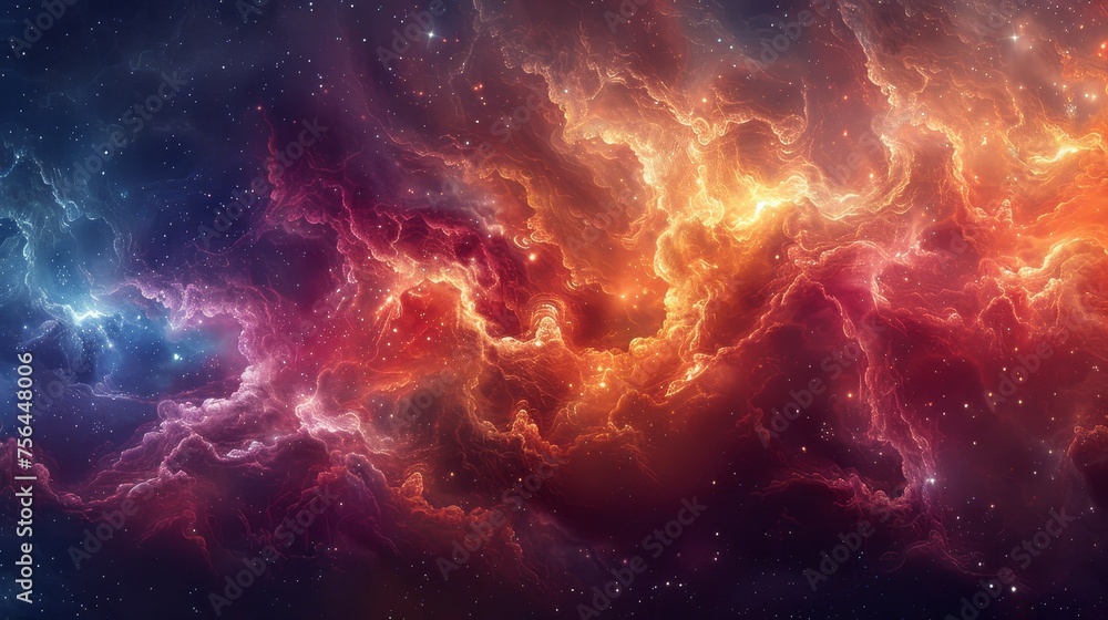 Generate an image of a vibrant and colorful nebula - obrazy, fototapety, plakaty 