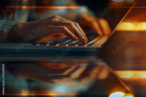 Close-up of Business Woman Typing on Laptop Computer