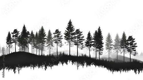Pine tree vector illustration Shadow of the black pine tree