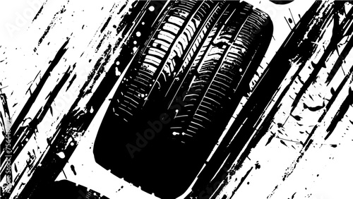 Vector Grunge Texture. Abstract background, asphalt with traces of tires. Grunge vector background with texture of tire tracks Grunge Dots Texture.  black vector tire track. Dust overlay scratch.