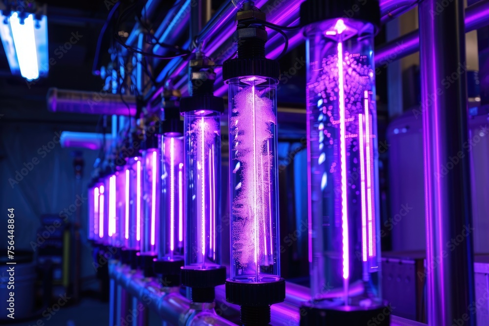 Obraz premium Modern Ultraviolet Technology for Water Disinfection - Light up Your Industrial Process with Powerful Energy