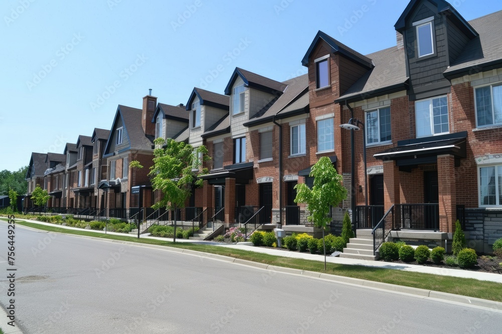 New Condominiums in Row of Townhomes. Modern Homes for Comfortable Living