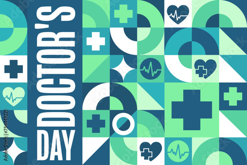 Happy Doctor's Day. Holiday concept. Template for background, banner, card, poster with text inscription. Vector EPS10 illustration.