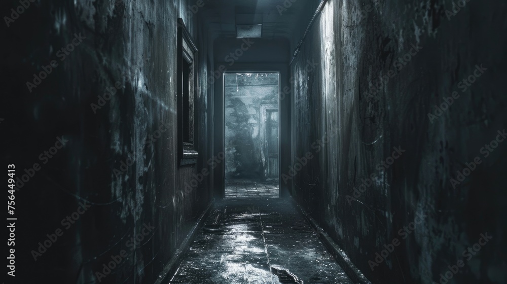 Journey through the Darkness: Exploring the Abandoned and Grungy Corridors in an Old, Mysterious House Journey through the Darkness: Exploring the Abandoned and Grungy Corridors in an Old, Mysterious House