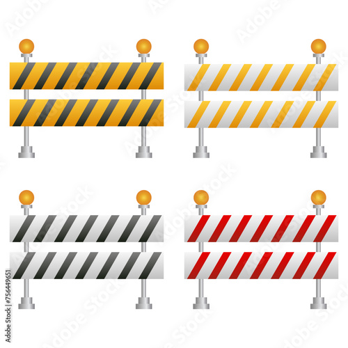Road blocking sign. Safety barricade symbol. Vector illustration