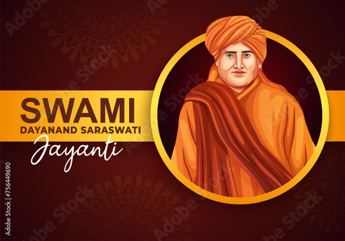 illustration of the Maharishi Dayanand Saraswati Jayanti who is also known as the founder of the Arya Samaj. Banner design template