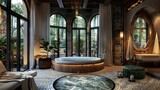 A luxurious bathroom featuring a large jacuzzi tub for a relaxing soak.