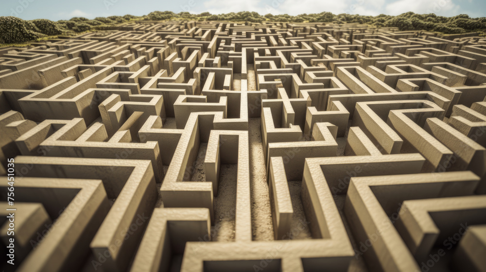 Stone maze. Huge labyrinth made of stones Stone maze. Huge labyrinth made of stones