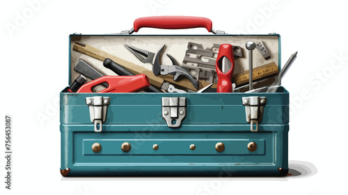 A toolbox filled with well-worn tools each bearing photo