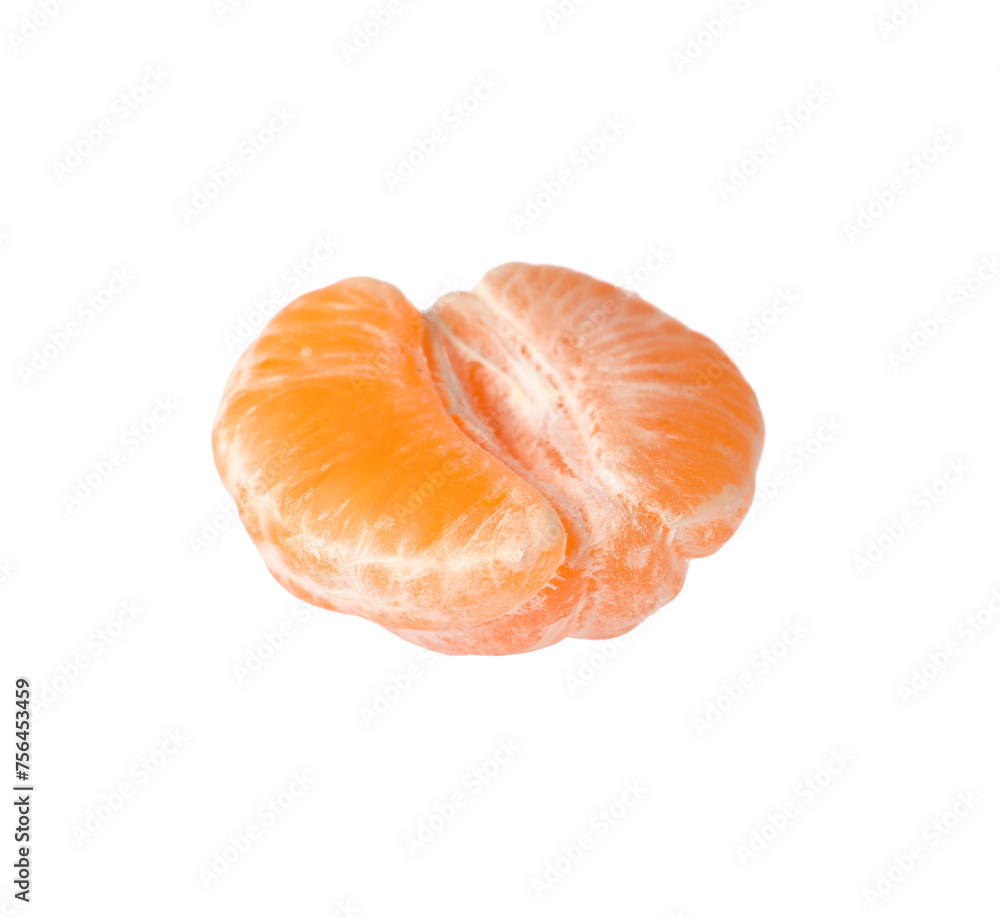 Half of peeled fresh ripe tangerine isolated on white Half of peeled fresh ripe tangerine isolated on white