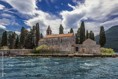 View with Benedictine monastery on St George Island near Perast, Kotor Bay, Montenegro photo