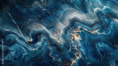 Close Up of a Blue and Gold Marble