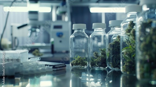 Cannabis Cultivation Research in Lab. Quality control process in the pharmaceutical cannabis industry. Research and analysis in the field of medical marijuana