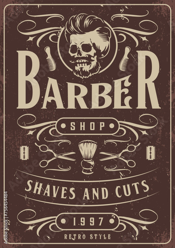 Barber shop monochrome vintage flyer