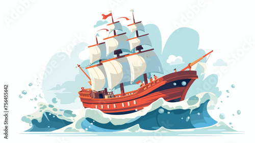 A toy pirate ship sailing across a bathtub sea 
