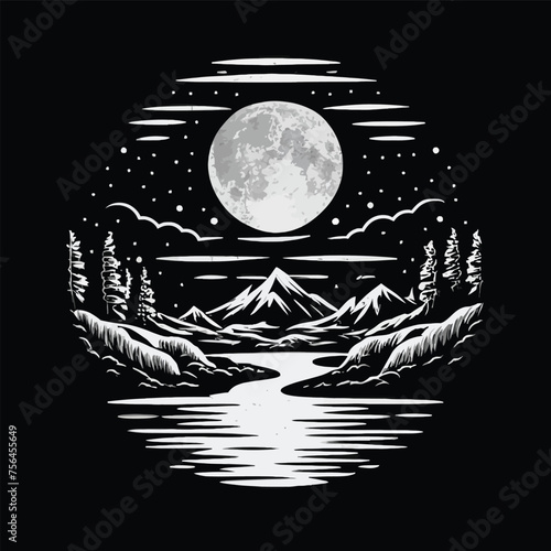 Peaceful night scene Vector