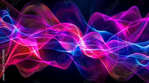Abstract colorful waveforms on dark background