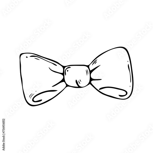 Vector outline of bow ribbon.
Hand drawn by hand. Simple doodle style illustration for Easter, Christmas birthday, Valentine's Day, wedding, gift. Design element on isolated background.