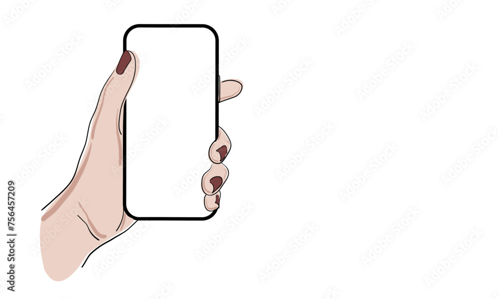 Hand holding a phone in line art style. Continuous line art set isolated on white background. Gadget, outline, linear, thin line, doodle art. Minimalist Vector illustration Hand holding a phone in line art style. Continuous line art set isolated on white background. Gadget, outline, linear, thin line, doodle art. Minimalist Vector illustration
