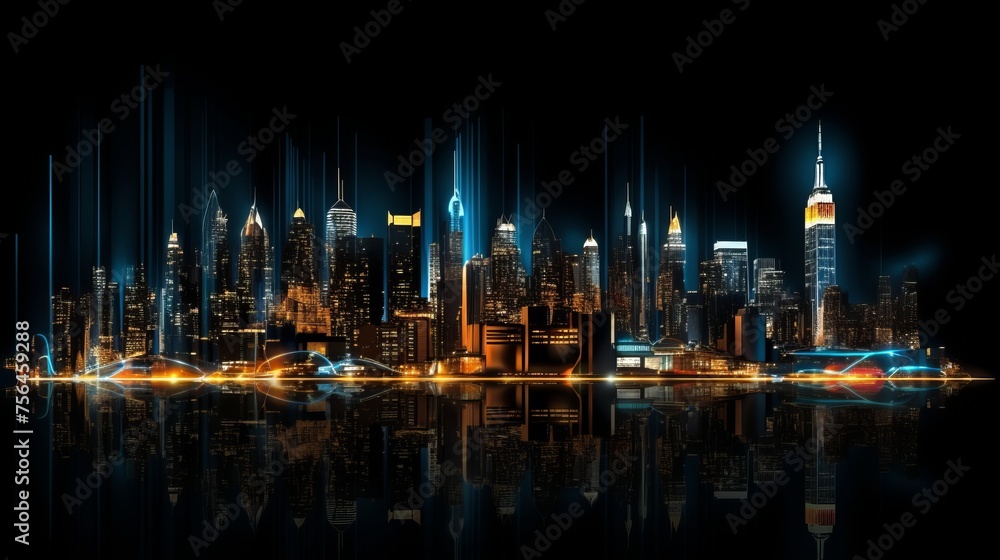 Night city streets with abstract neon lights drawing photography, artistic, dramatic, flair.