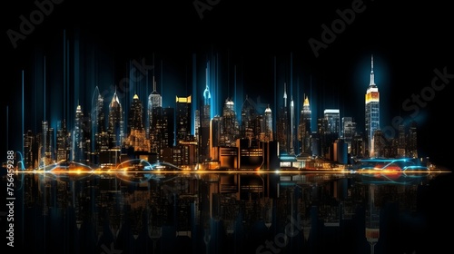 Night city streets with abstract neon lights drawing photography, artistic, dramatic, flair.