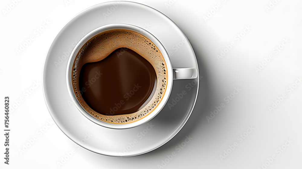 top view a cup of espresso coffee isolated on white top view a cup of espresso coffee isolated on white