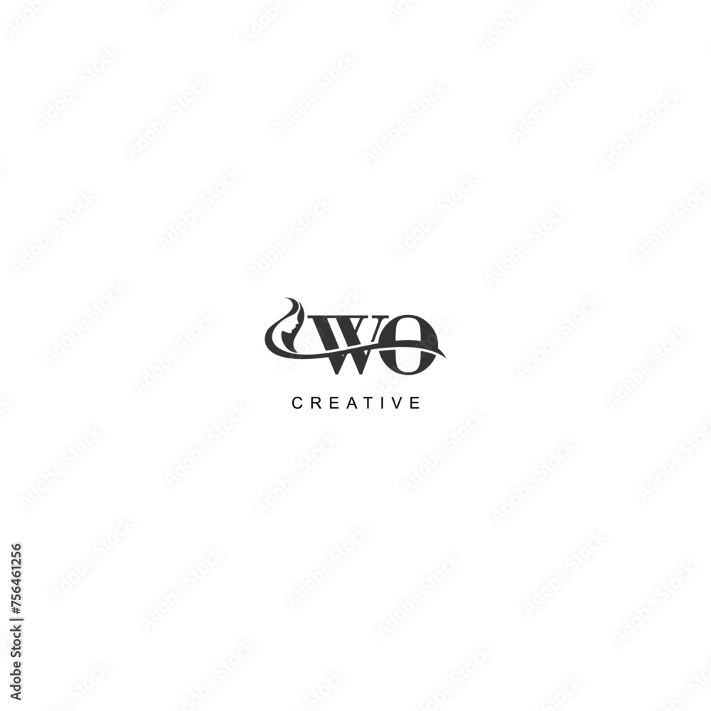 Initial WO logo beauty salon spa letter company elegant	