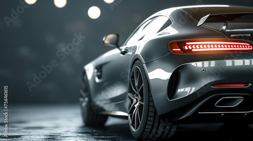High-Performance Sports Car in Dramatic Lighting. Generative ai photo