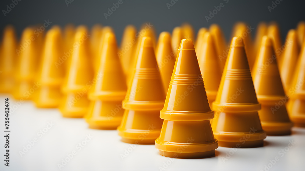 Traffic cones on the road with an electronic arrow pointing Traffic cones on the road with an electronic arrow pointing