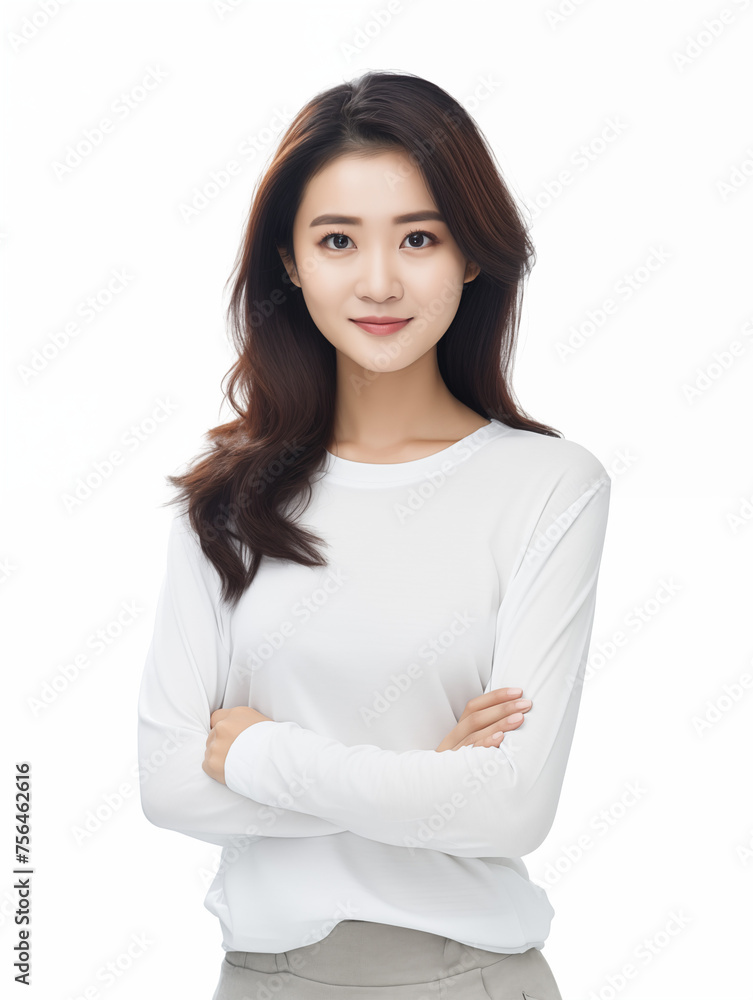 Girl of Asian appearance, studio portrait, isolated on white background, close-up Girl of Asian appearance, studio portrait, isolated on white background, close-up