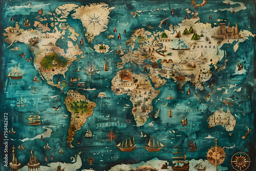 Illustration der Weltkarte: Globales Verständnis und geografische Vielfalt