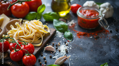 Fresh ingredients for cooking pasta