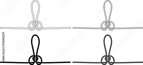 butterfly loop, also known as lineman's loop, butterfly knot, alpine butterfly knot, Swiss loop and lineman's rider icon set