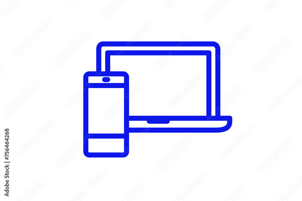 Isolated phone and laptop illustration in line style design. Vector illustration. Isolated phone and laptop illustration in line style design. Vector illustration.