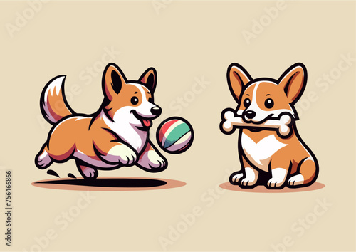 コーギー犬のシンプルで親しみやすいベクターイラスト