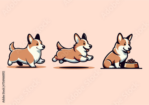 コーギー犬のシンプルで親しみやすいベクターイラスト