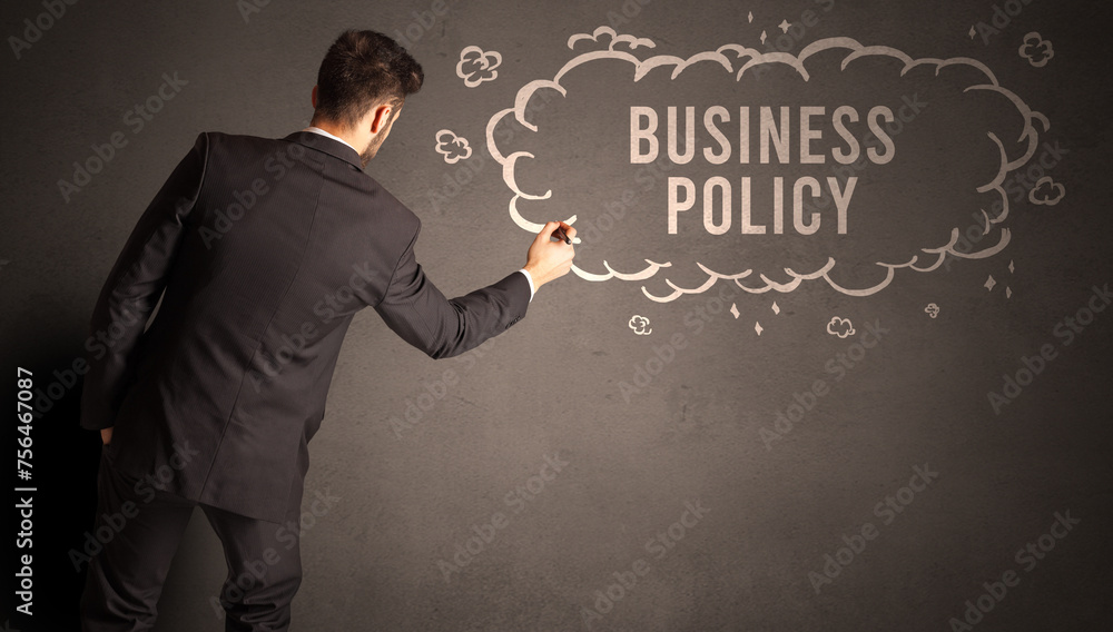 businessman drawing a cloud with inscription businessman drawing a cloud with inscription