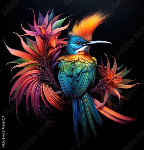Bird of paradise. Colorful tropical bird