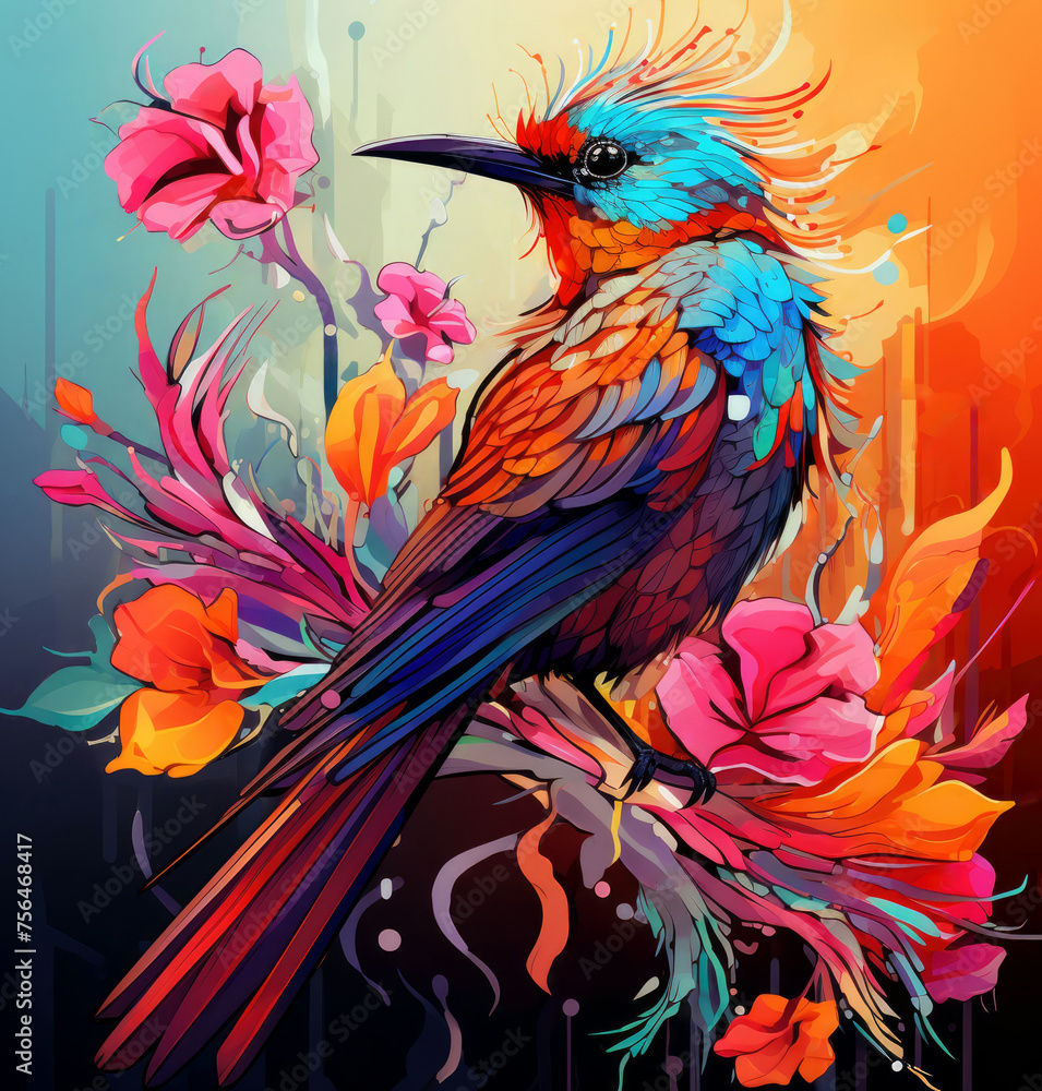 Obraz premium Bird of paradise. Colorful tropical bird