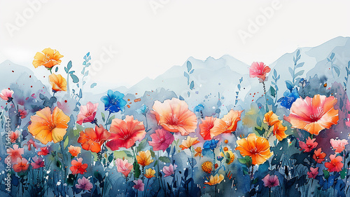 Watercolor abstract flowers © nolonely