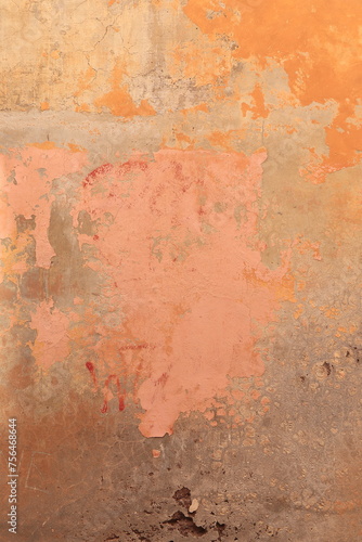 Pink Orange Weathered Wall in Rome, Italy © Monica