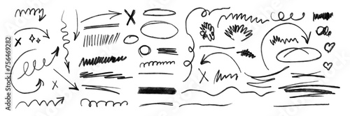 Crayon brush stroke underline set. Grunge creative text decoration. Chalk pen highlight stroke. Vector illustration for banner, web site, poster