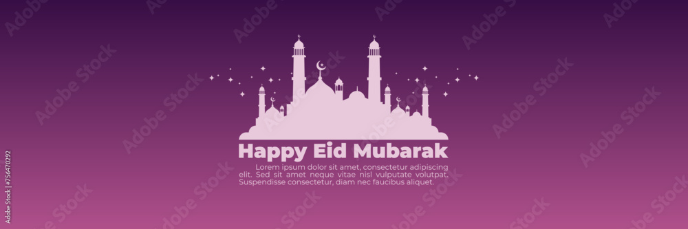muslim religion islamic happy eid mubarak holy ramadan wallpaper vector design illustration good for web banner, ads banner, booklet, wallpaper, background template, and advertising