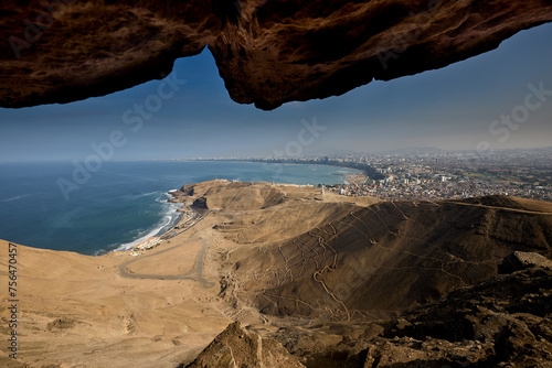 view of Lima bay from top of El Morro Solar. Chorrillos Peru