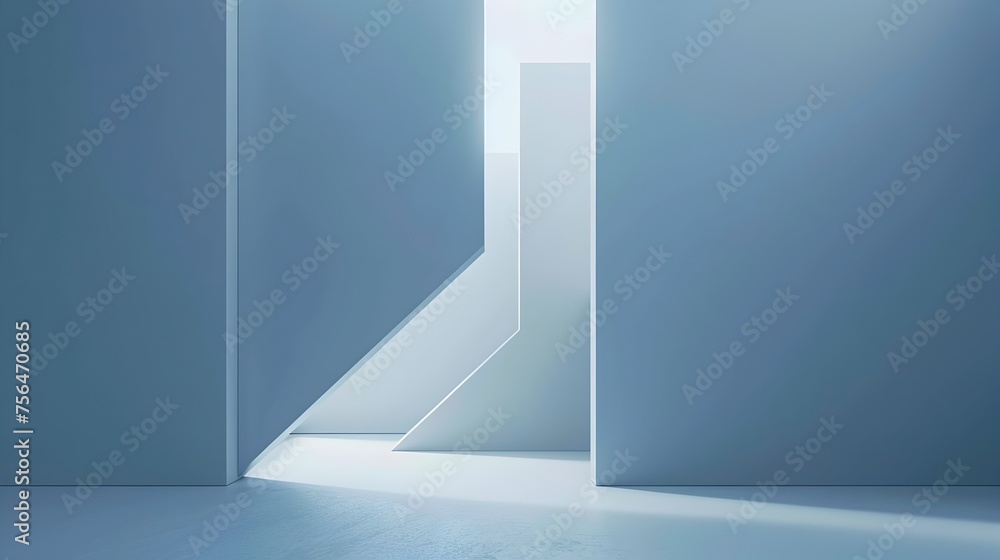 Minimalist White and Light Blue Room with Open Door Invitation to Innovative Spaces Minimalist White and Light Blue Room with Open Door Invitation to Innovative Spaces