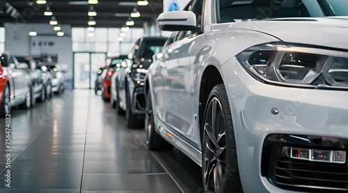 car dealer with many cars indoors