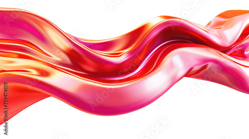 Shiny curve modern red flowing element on transparent background