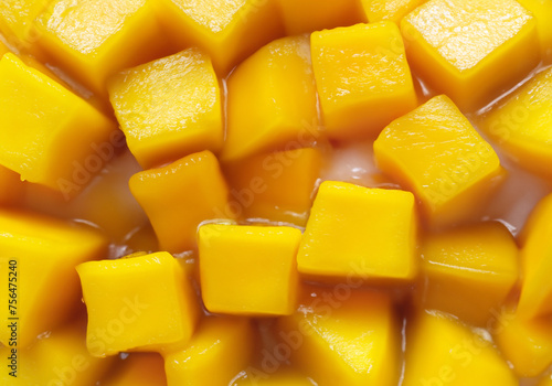 Mango fruit and mango cubes