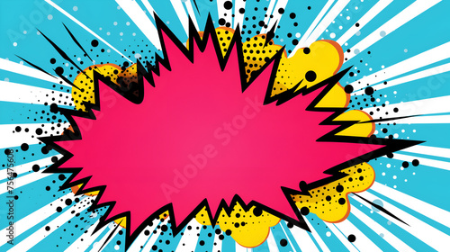 Pink pop art splash background explosion in comics book style