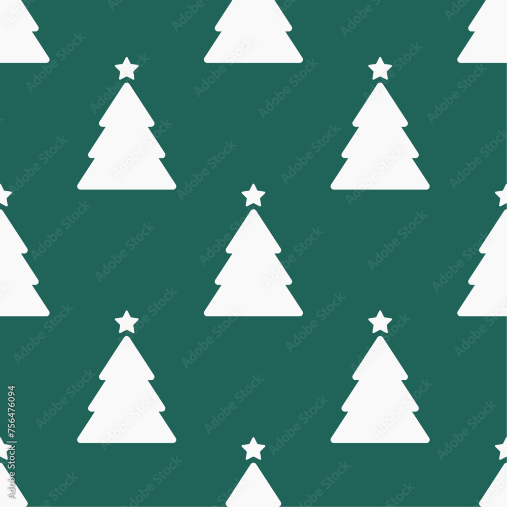 White christmas trees on green background. Vector seamless pattern. Best for textile, wallpapers, wrapping paper and seasonal decoration. White christmas trees on green background. Vector seamless pattern. Best for textile, wallpapers, wrapping paper and seasonal decoration.